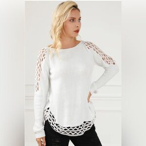 ELON Cream Cut Out Sweater